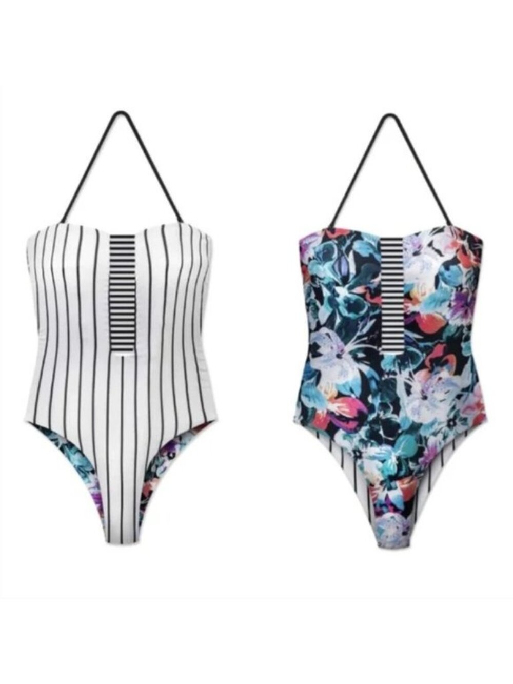 WET Swimwear Brie Reversable Open Back One Piece Swimsuit - M